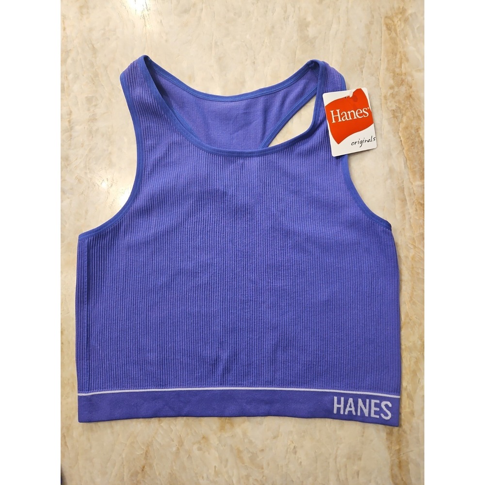 Hanes Originals Women's Ribbed Cropped Seamless Bra Purple 2XL
